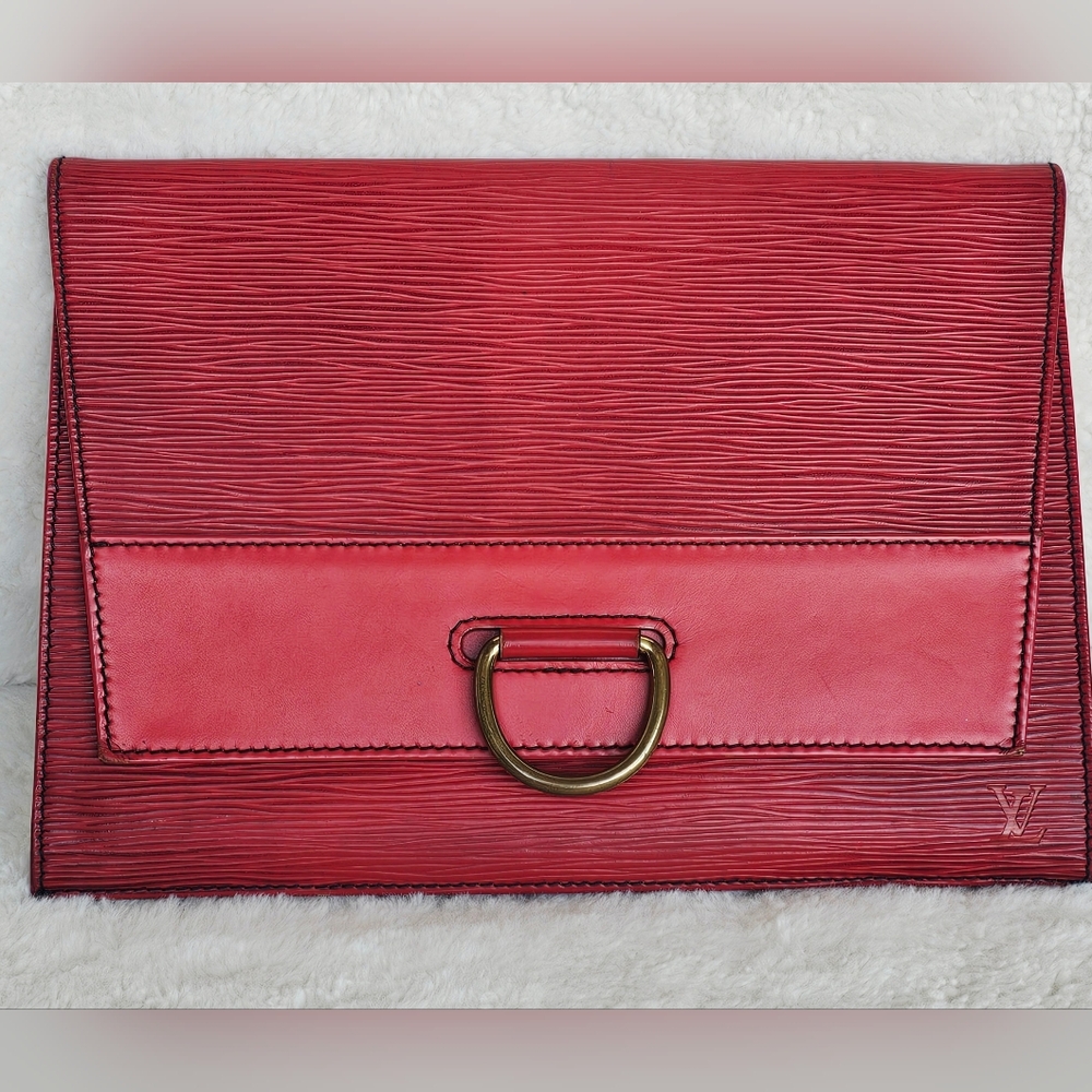 Louis Vuitton Elegant Red Epi Leather Clutch Bag